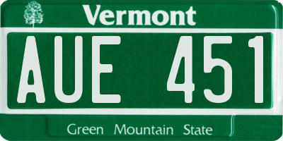 VT license plate AUE451