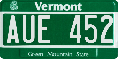 VT license plate AUE452