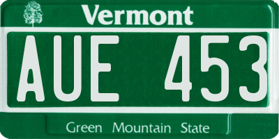 VT license plate AUE453
