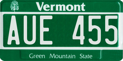 VT license plate AUE455