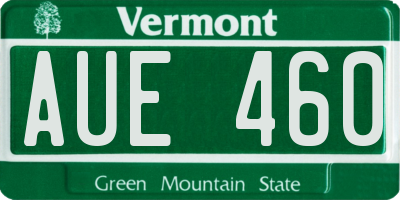 VT license plate AUE460
