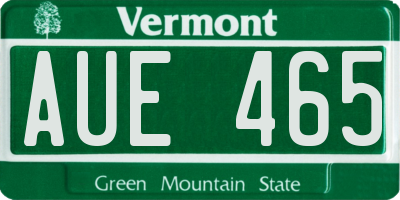 VT license plate AUE465