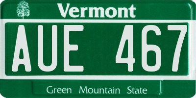 VT license plate AUE467