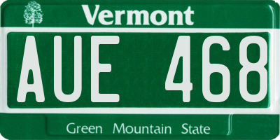 VT license plate AUE468