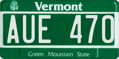 VT license plate AUE470