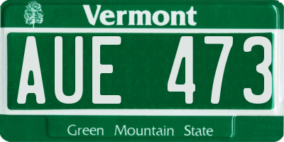 VT license plate AUE473