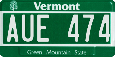 VT license plate AUE474