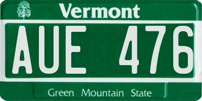 VT license plate AUE476