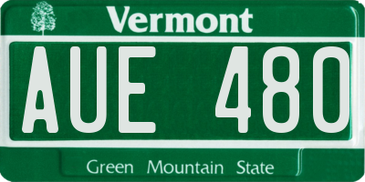 VT license plate AUE480