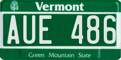 VT license plate AUE486