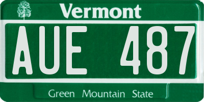 VT license plate AUE487