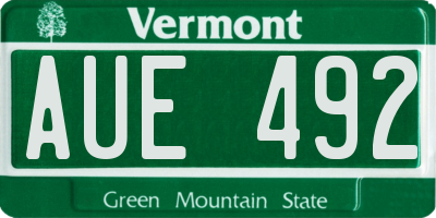 VT license plate AUE492