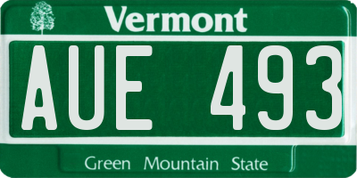 VT license plate AUE493