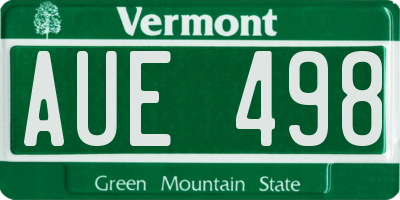 VT license plate AUE498