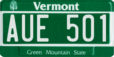 VT license plate AUE501