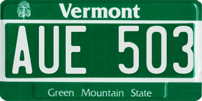 VT license plate AUE503