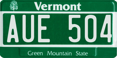 VT license plate AUE504