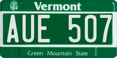 VT license plate AUE507