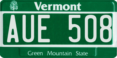 VT license plate AUE508
