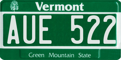 VT license plate AUE522