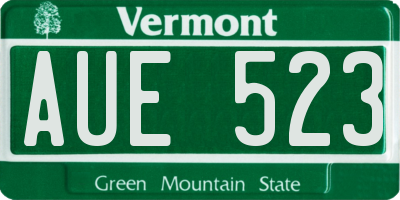 VT license plate AUE523
