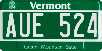 VT license plate AUE524