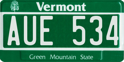 VT license plate AUE534