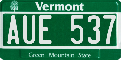VT license plate AUE537