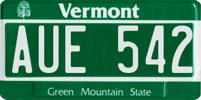 VT license plate AUE542