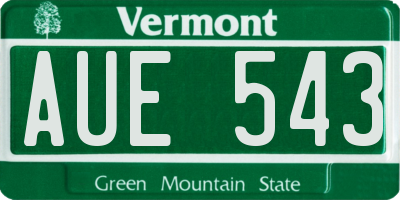 VT license plate AUE543