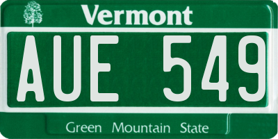 VT license plate AUE549