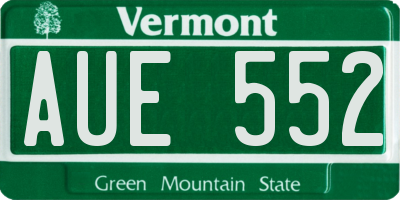 VT license plate AUE552