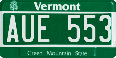 VT license plate AUE553