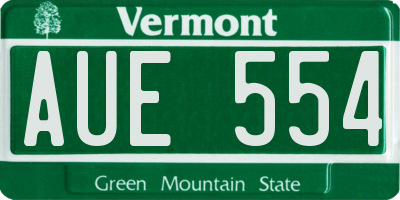 VT license plate AUE554