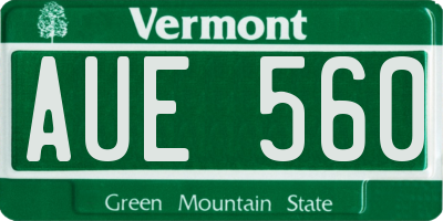 VT license plate AUE560
