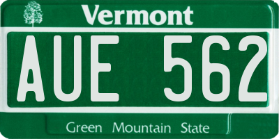 VT license plate AUE562