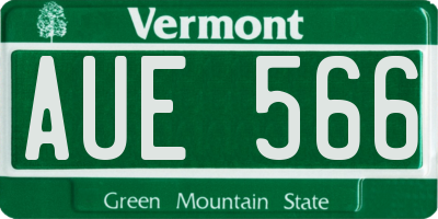VT license plate AUE566