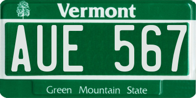 VT license plate AUE567