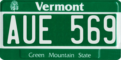 VT license plate AUE569