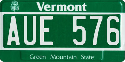 VT license plate AUE576
