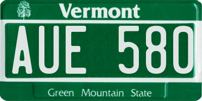 VT license plate AUE580
