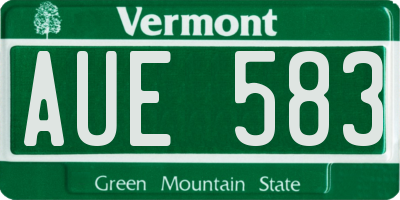 VT license plate AUE583