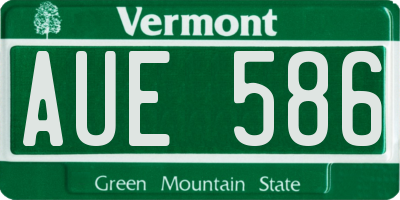 VT license plate AUE586