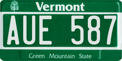 VT license plate AUE587
