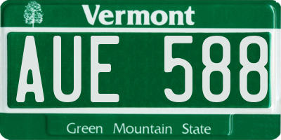 VT license plate AUE588