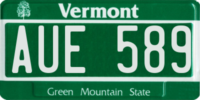 VT license plate AUE589