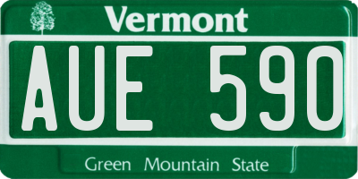 VT license plate AUE590