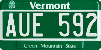 VT license plate AUE592