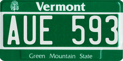 VT license plate AUE593