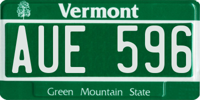 VT license plate AUE596